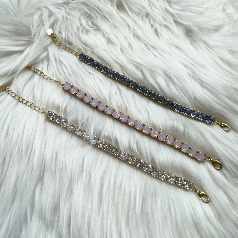 Park Lane Gold Bracelet Trio with Blue, Pink, and Clear Crystals - Picture 4 of 10